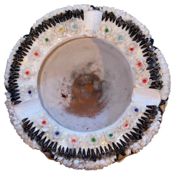 Vintage Handmade Shell-Encrusted Decorative Bowl - Picture 2 of 13